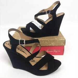 American Rag Womens Rachey Platform Wedge Sandals Black 10M
